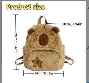 Kawaii Capybara Plush Backpack – Women’s Cartoon Crossbody & Large Capacity Tote Bag