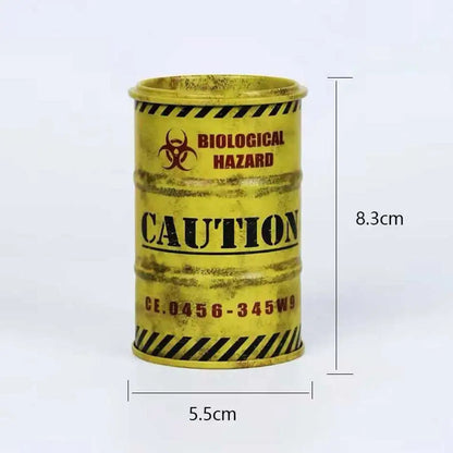 Iron Mini Oil Drum Model – Chemistry Car Desktop Decoration & Storage Box War Games Scene Toy for Boys