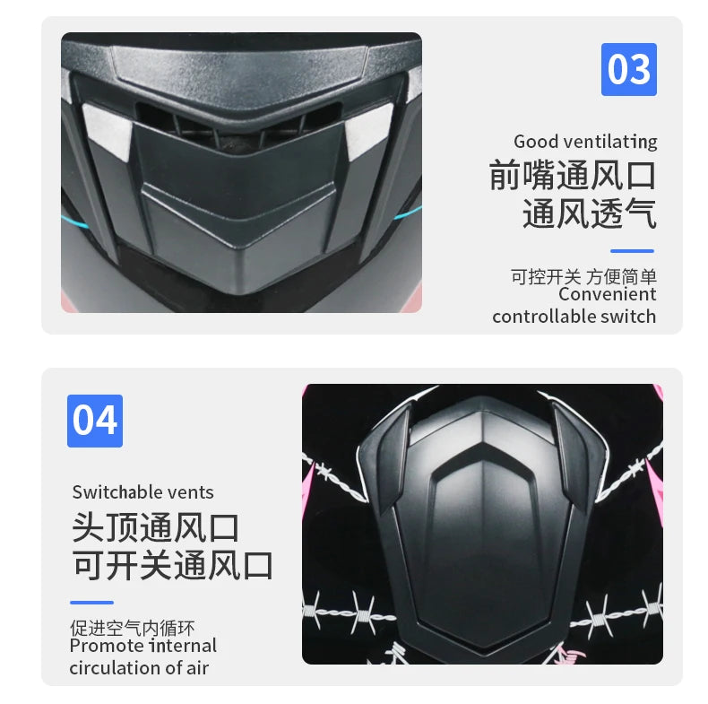 Full-Face Motorcycle Helmet — Winter Warm Double Visor Racing & Sports Motorbike Helmet