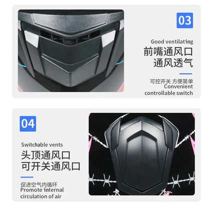 Full-Face Motorcycle Helmet — Winter Warm Double Visor Racing & Sports Motorbike Helmet