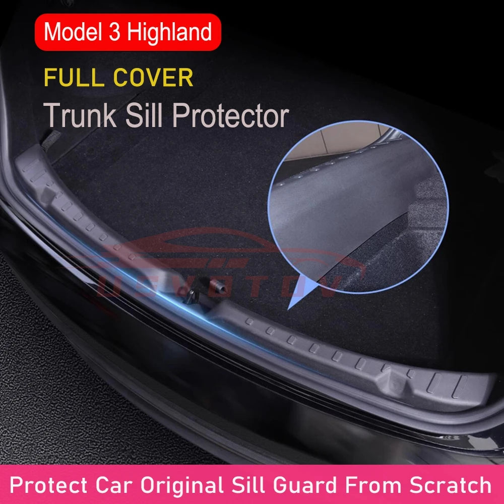 Tesla Model 3 Highland 2024-2025 Trunk Threshold Strip – TPE Mats Sill Guard Rear Cargo Anti-Scratch Protector Accessory