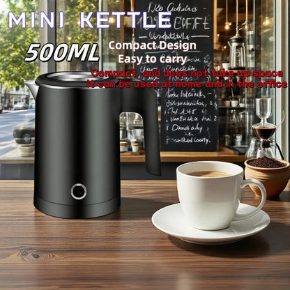 500ML Stainless Steel Portable Electric Kettle — Travel Water Boiler Pot for Hotel, Home, Kitchen, Tea, and Coffee