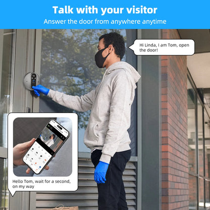 3MP Smart Life Tuya WiFi Doorbell — 1080P Peephole Camera, 5000mAh Battery, PIR Motion Sensor, IR, Alexa & Google Compatible