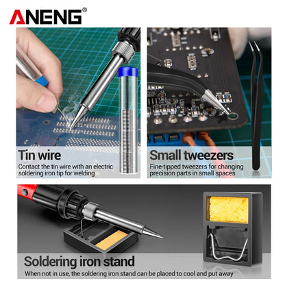 ANENG SL104/SL105 Electric Soldering Iron – Professional Digital Display, Adjustable Temperature Portable Kit for Welding & Soldering Repair
