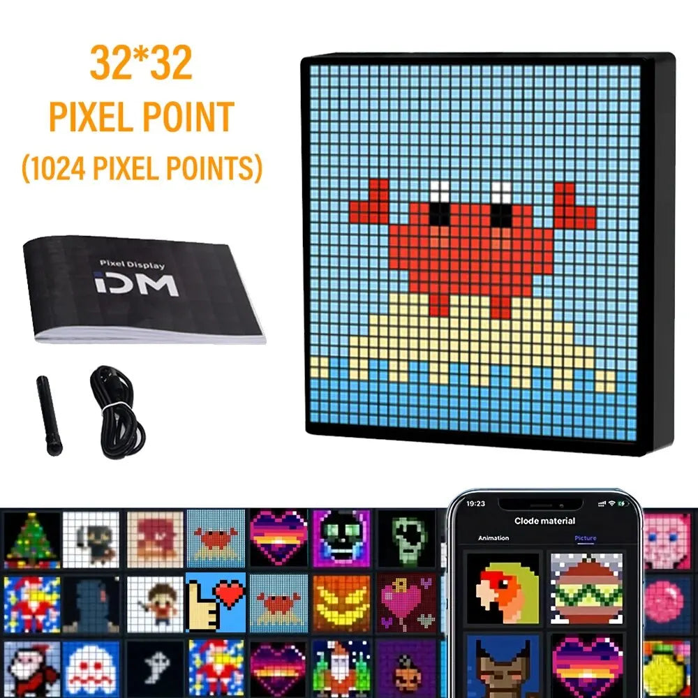 LED Pixel Display Night Light – APP Controlled Programmable Text & Animation DIY Lamp for Home, Bedroom, Game Room & Bar Decor