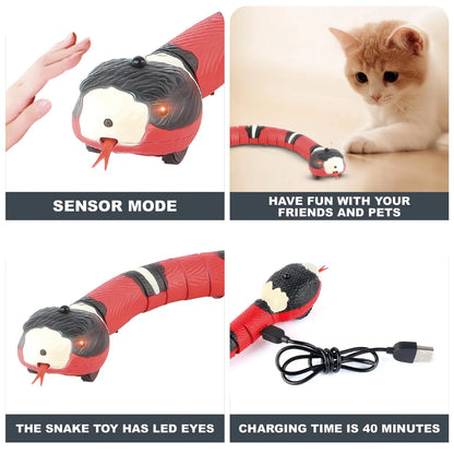 Smart Sensing Cat Toys - Interactive Automatic Electronic Snake Teaser, USB Rechargeable Indoor Play Kit for Cats and Kittens
