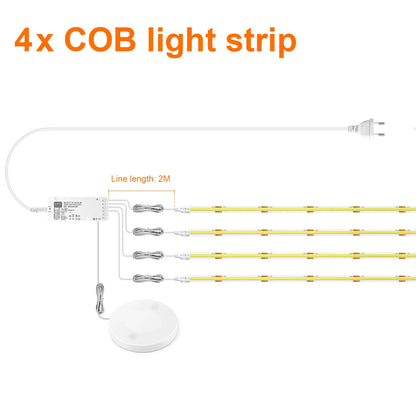 Under Cabinet COB LED Strip Light – Dimmable Touch Sensor Lamp for Display, Bookcase, Wardrobe & Closet