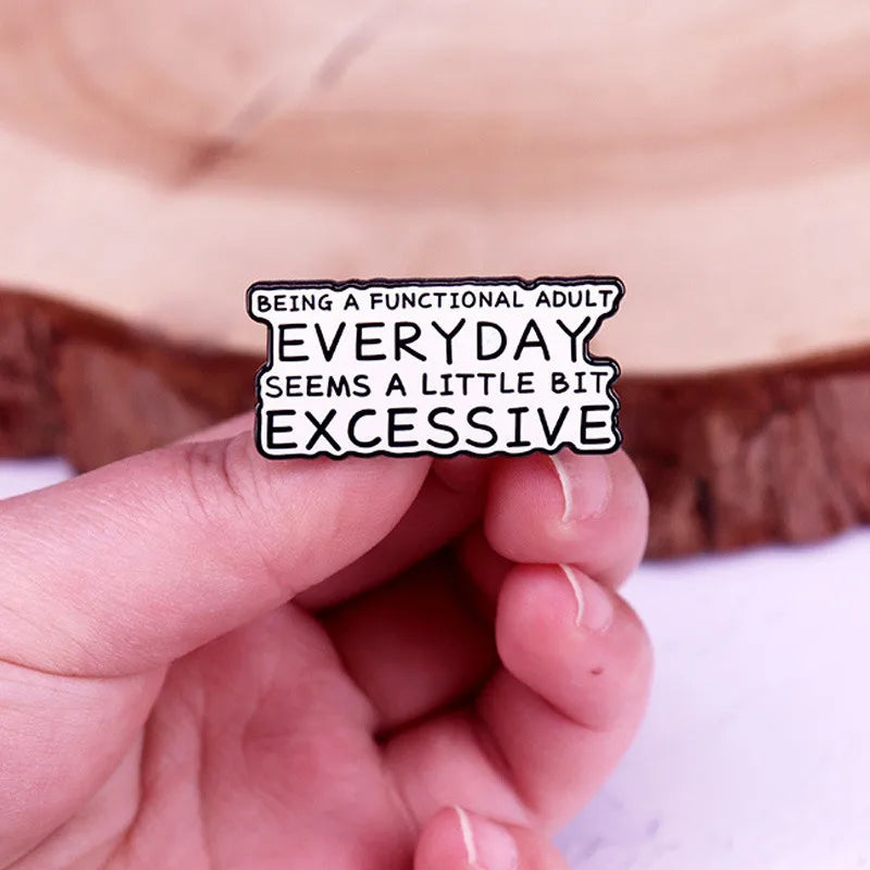 "I Survived Another Meeting" Enamel Pin – Funny English Letter Badge Lapel Pin