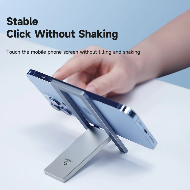 Hagibis Foldable Metal Phone Stand: Adjustable Desktop Holder - Portable Cradle Dock for iPhone 13, 12 Pro Max, SE, Xiaomi