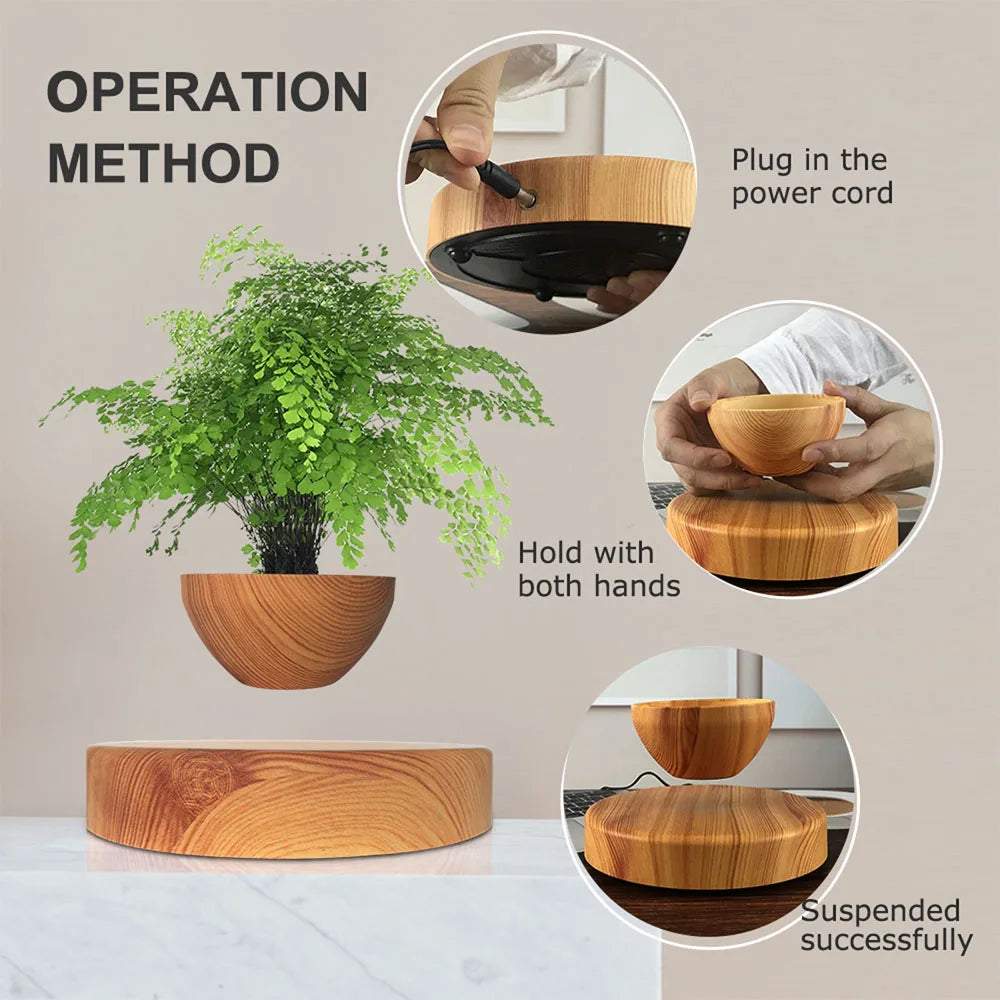 Levitating Air Bonsai Pot – Magnetic Floating Rotating Planter for Home Décor (Without Plants)