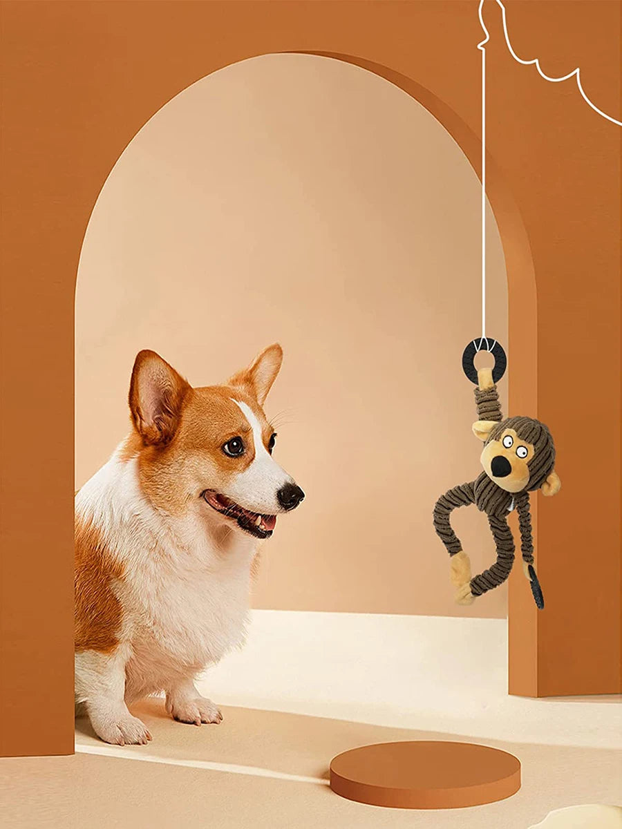 Squeaky Puppy Chew Toys – Plush Interactive Monkey Toy for Teething & Training Small Dogs