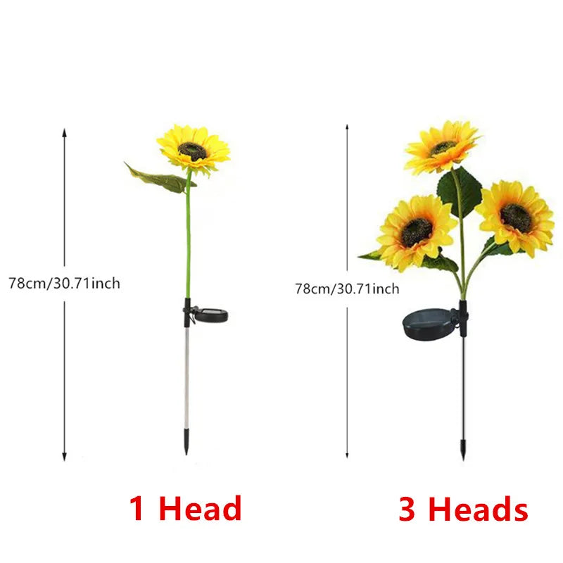 3 Heads LED Solar Sunflower Light – Garden and Lawn Night Lights, Landscape Lamp for Home Decoration and Christmas