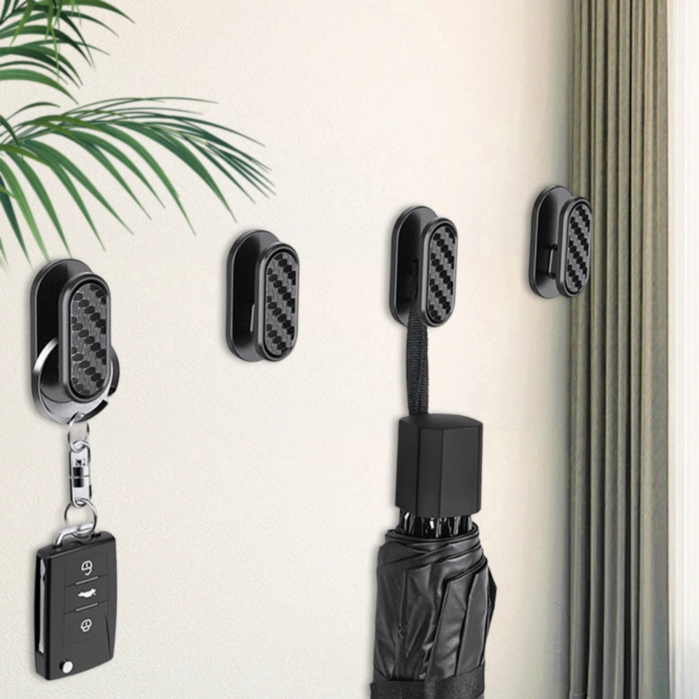Car Invisible Small Hooks - Carbon Fiber Self-Adhesive Dashboard Wall Hook for USB Cables, Headphones, & Key Storage