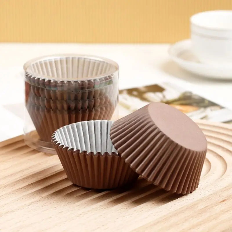 100pcs Disposable Muffin & Egg Tart Cups – Heat-Resistant Thickened Paper Cupcake Liners for Baking