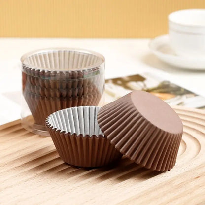 100pcs Disposable Muffin & Egg Tart Cups – Heat-Resistant Thickened Paper Cupcake Liners for Baking