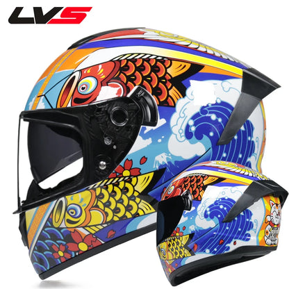 Full-Face Motorcycle Helmet — Winter Warm Double Visor Racing & Sports Motorbike Helmet