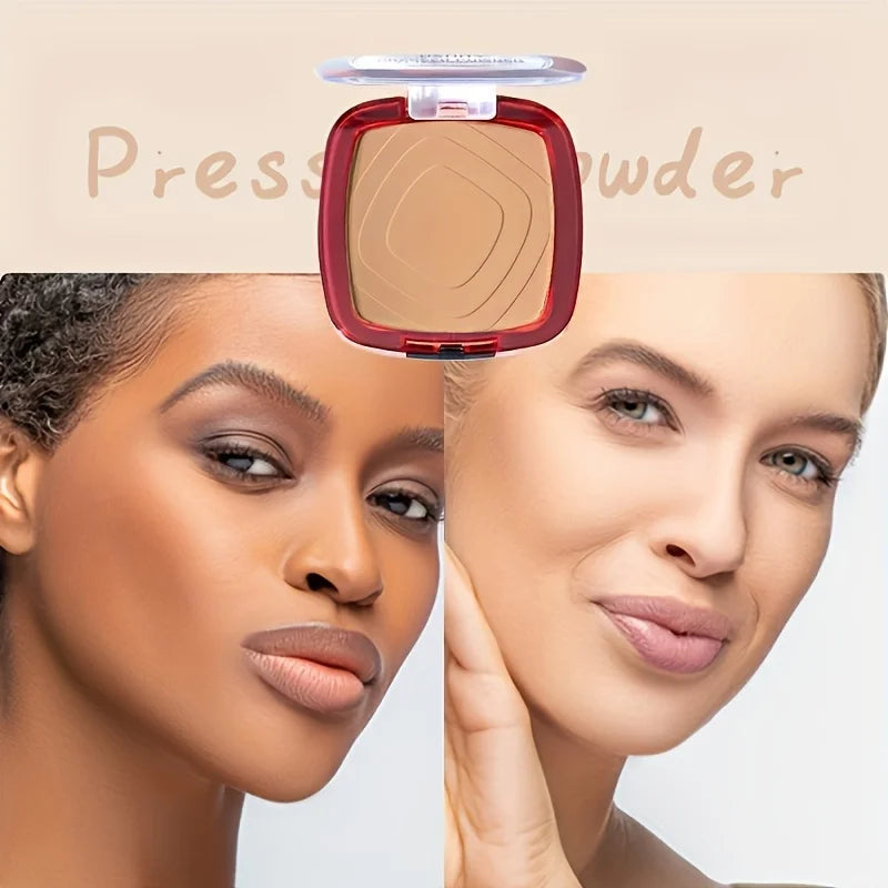 Matte Full Coverage Pressed Powder Foundation - 24H Fresh Wear with Puff Applicator, Weightless Finish Makeup