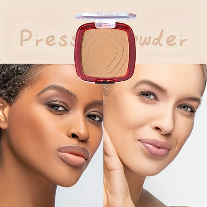 Matte Full Coverage Pressed Powder Foundation - 24H Fresh Wear with Puff Applicator, Weightless Finish Makeup