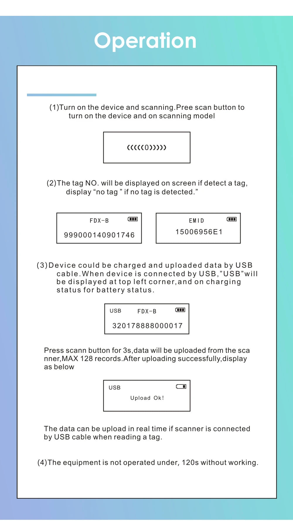 Handheld Animal RFID Reader - 134.2KHz & 125kHz Pet Microchip Scanner, USB/Bluetooth Tag Reader for Cats & Dogs with Tags