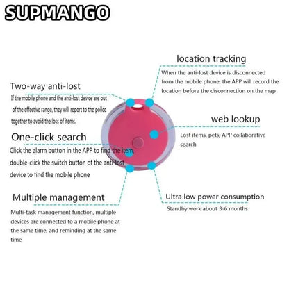 Bluetooth Wireless Smart Luggage Tracker - Children's Bags, Pets, Key Finder - Anti-loss Alarm Recording for iPhone