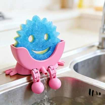 Cute Kitchen Sponge Holder with Drainage Holes & Legs – Fun Sink Edge Dish Sponge Stand for Countertop Organization 🧽✨