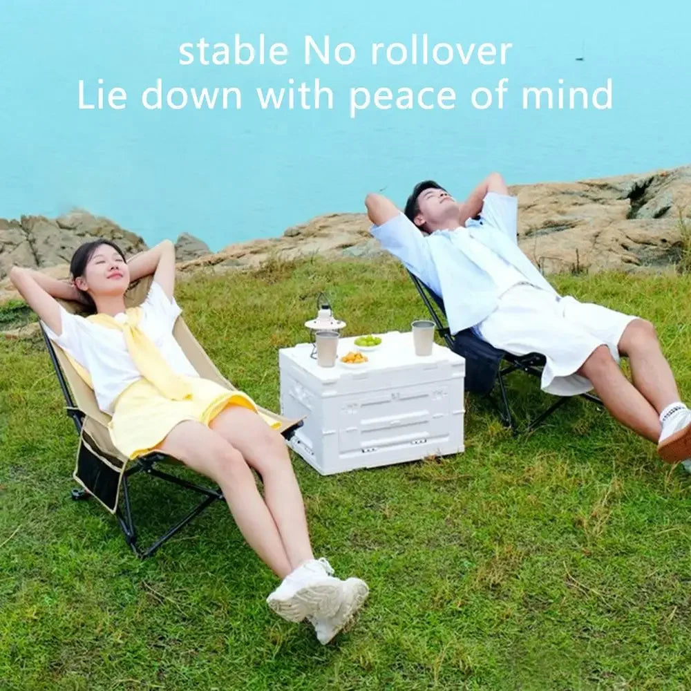 Camping Folding Moon Chair – Portable Ultra-Light Outdoor Chair with Side Pocket for Fishing & Travel