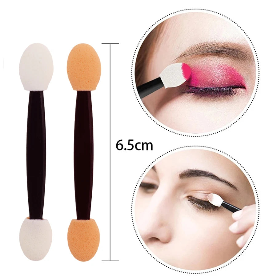 50/100Pcs Small Portable Eyeshadow Applicators - Double Sponge Eye Shadow Brushes, Mini Makeup Tools in Bulk