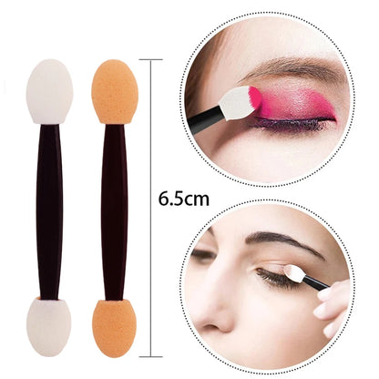 50/100Pcs Small Portable Eyeshadow Applicators - Double Sponge Eye Shadow Brushes, Mini Makeup Tools in Bulk