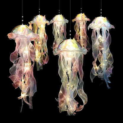 Gradient Jellyfish LED Light – Handmade Festival Pendant & Night Decoration for Courtyard Lighting