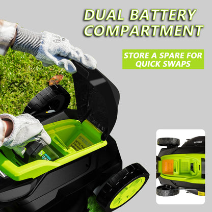 Deli 13" Cordless Electric Lawn Mower – 2-in-1 Lightweight Brushless Mower with 21V 4.0Ah Battery & Charger