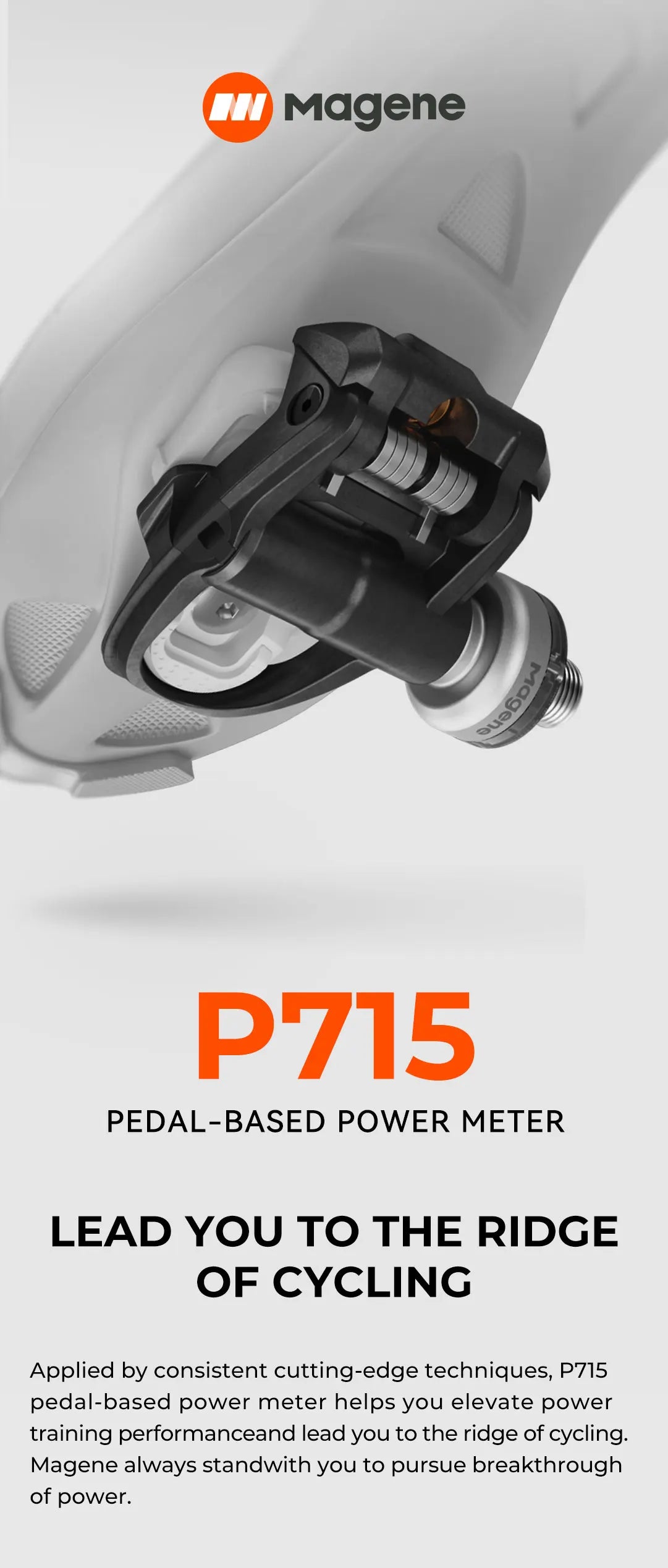 Magene P715 Bike Power Meter Pedals — 1% Accuracy Cadence & Balance, Compatible with KEO & SPD-SL Cycling Pedals