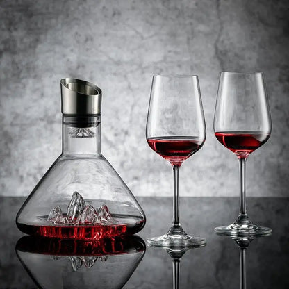 1500ML Iceberg Whisky & Wine Decanter – Handmade Lead-Free Crystal Carafe with Thickened Pourer, Bar Accessories