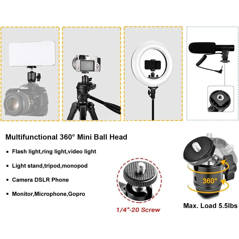 ERIKOLE Super Clamp with 360° Mini Ball Head, Quick Release Clamp Bracket, Tripod Mount with 1/4" Screw for DSLR Camera, GoPro