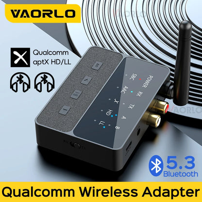 VAORLO Qualcomm Bluetooth 5.3 Receiver & Transmitter | aptX HD/LL Low Latency, 3.5mm AUX, RCA Wireless Audio Adapter for PC & TV
