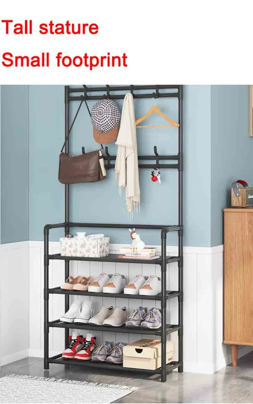 Multi-Layer Shoe and Hat Rack - Multifunctional Floor Standing Storage for Shoes, Sneakers, and Coats, Dormitory Organizer Cabinet