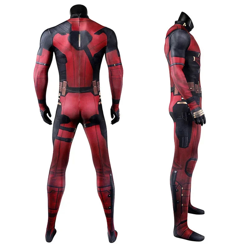 Adult & Kids Deadpool Cosplay Costume – Superhero Jumpsuit with Mask & Swords for Boys
