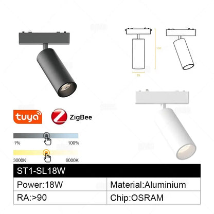 Smart Home Tuya Dimming 6mm Ultra-Thin Ceiling Mount Magnetic Track Light, 48V Slim Surface Mounted Linear Light