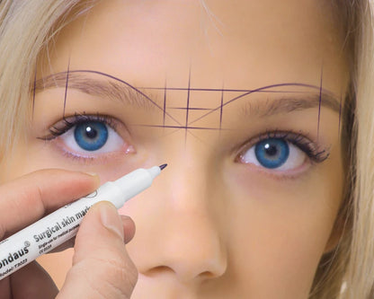 Professional Surgical Sterile Skin Marker Pen – Microblading Tattoo Eyebrow & Lip Marker with Measuring Ruler Set