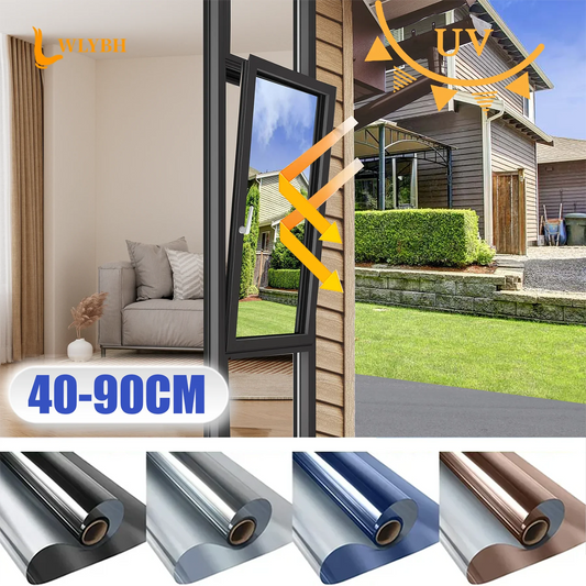 40-90CM Window Privacy Tint Film – Anti-Glare One-Way Mirror UV Vinyl Screen for Home