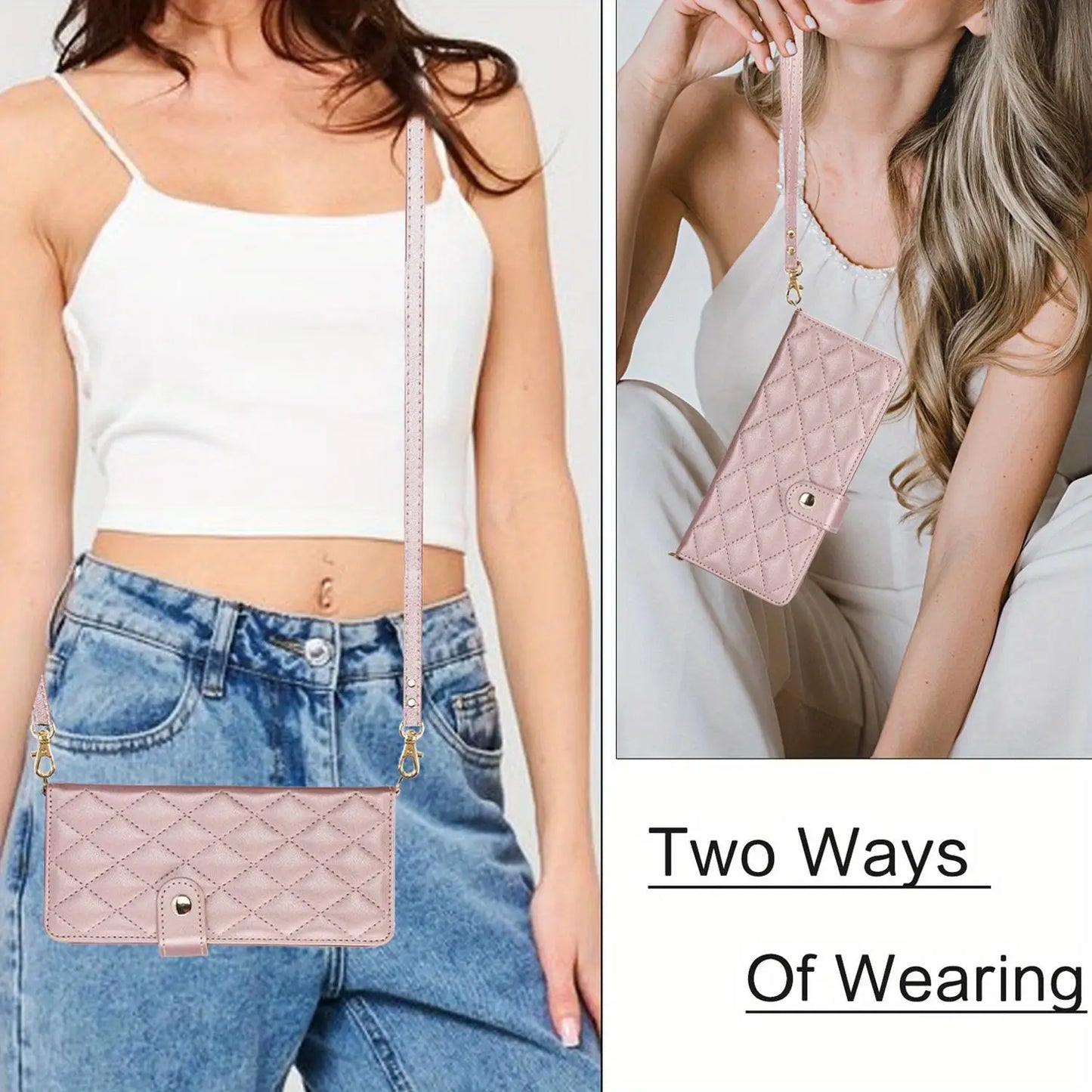 PU Leather Flip Wallet Case for Samsung Galaxy Z Fold 6/5/4/3 5G – Card Holder, Wrist Strap, Crossbody Stand Cover