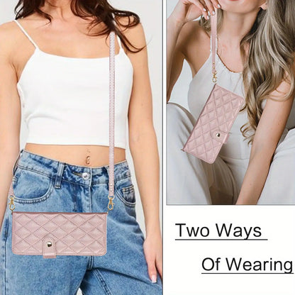 PU Leather Flip Wallet Case for Samsung Galaxy Z Fold 6/5/4/3 5G – Card Holder, Wrist Strap, Crossbody Stand Cover