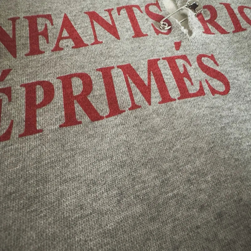 2025SS Ripped E.R.D. Hoodie – Men & Women Slogan Print Short Wide Sweatshirt