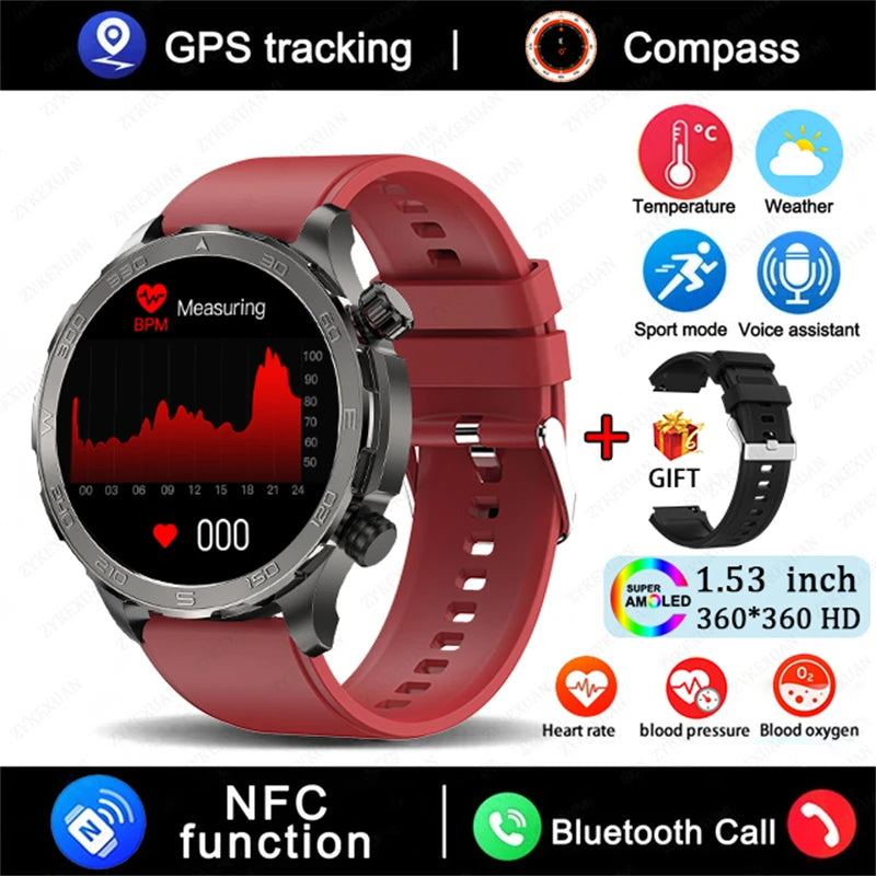 2025 New Bluetooth Call Smartwatch for Men – Huawei Compatible, AMOLED HD Large Screen, Heart Rate, NFC, IP68 Waterproof, GPS Sports Watch