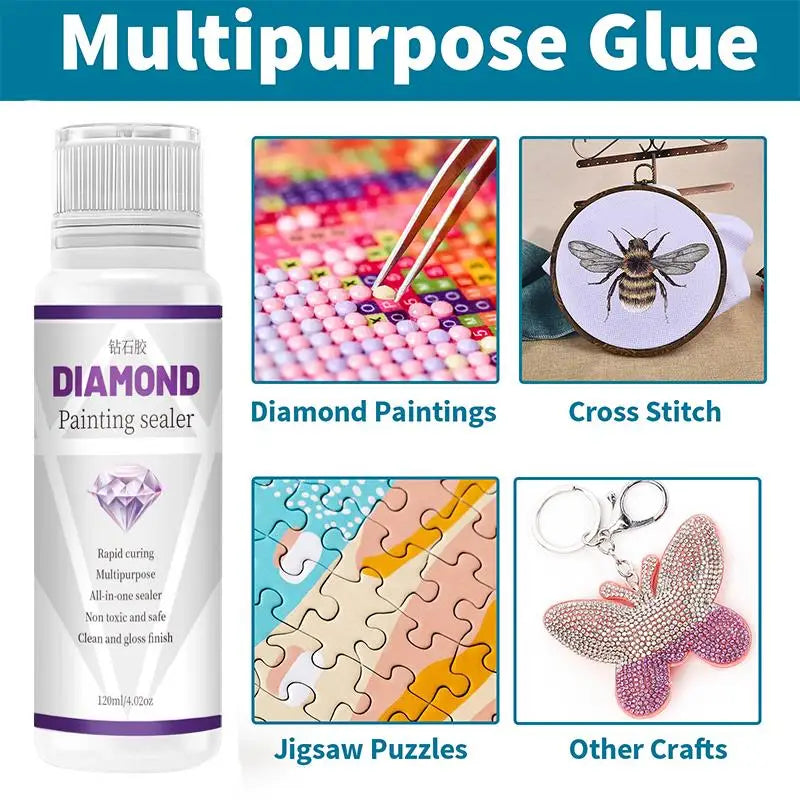 120ML Diamond Painting Sealer – Adhesive & Puzzle Art Glue for Permanent Hold & Shine Effect