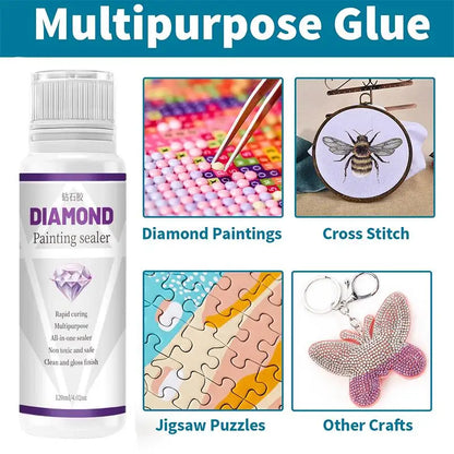 120ML Diamond Painting Sealer – Adhesive & Puzzle Art Glue for Permanent Hold & Shine Effect