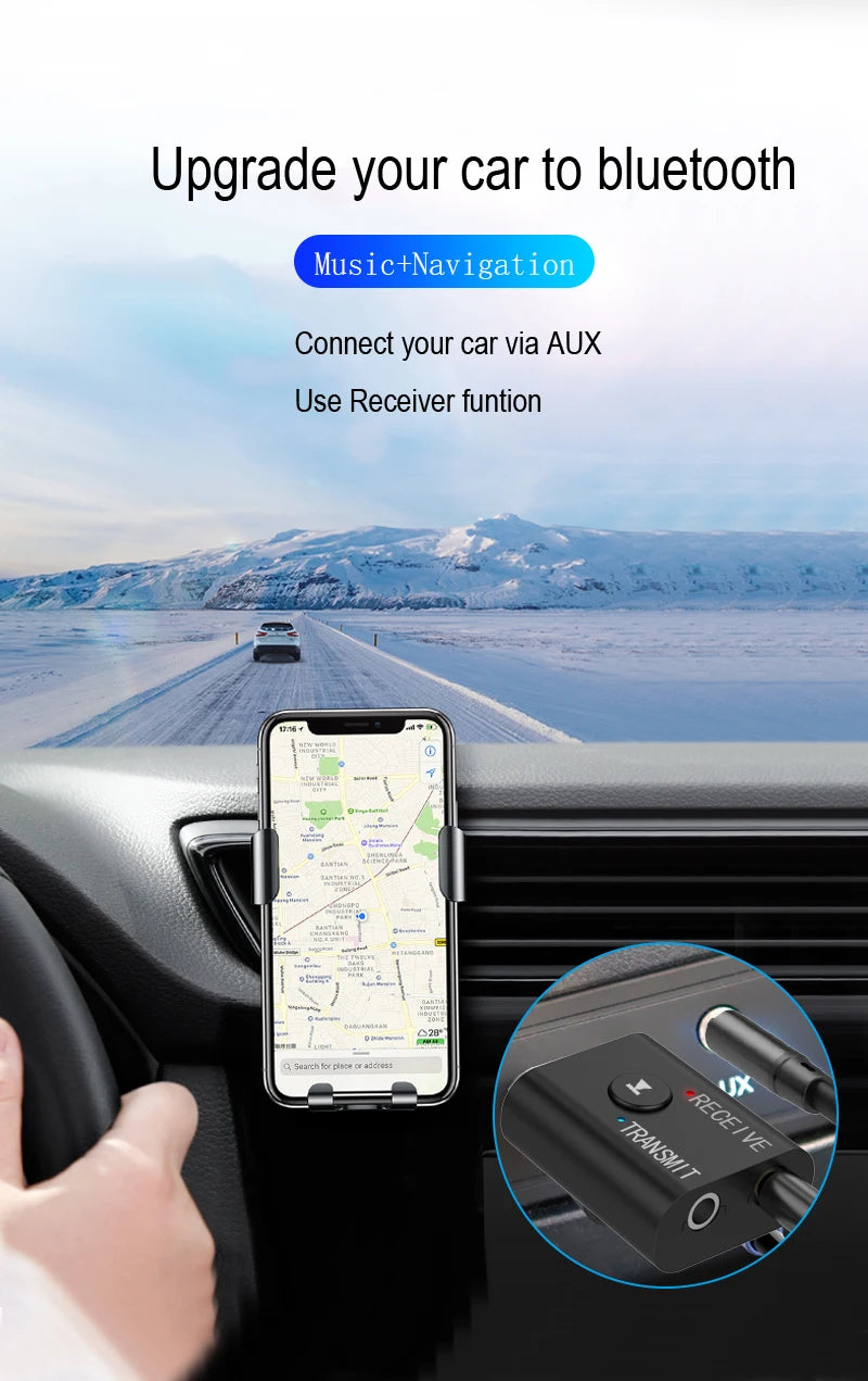 Bluetooth 5.0 Audio Transmitter Receiver – 3.5mm AUX, RCA, USB Stereo Wireless Adapter for TV, Car, Speaker & Headphones