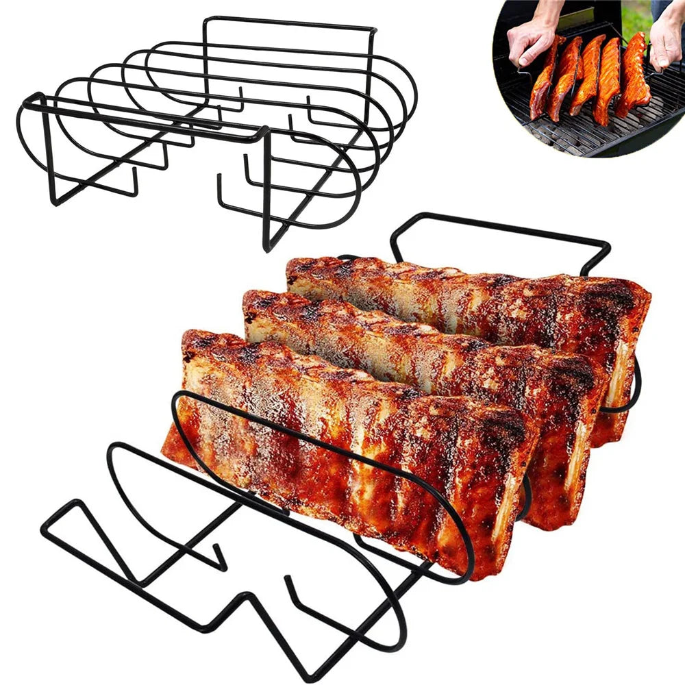 Stainless Steel Non-Stick BBQ Rib Rack Stand | Barbecue Steaks Racks f ...