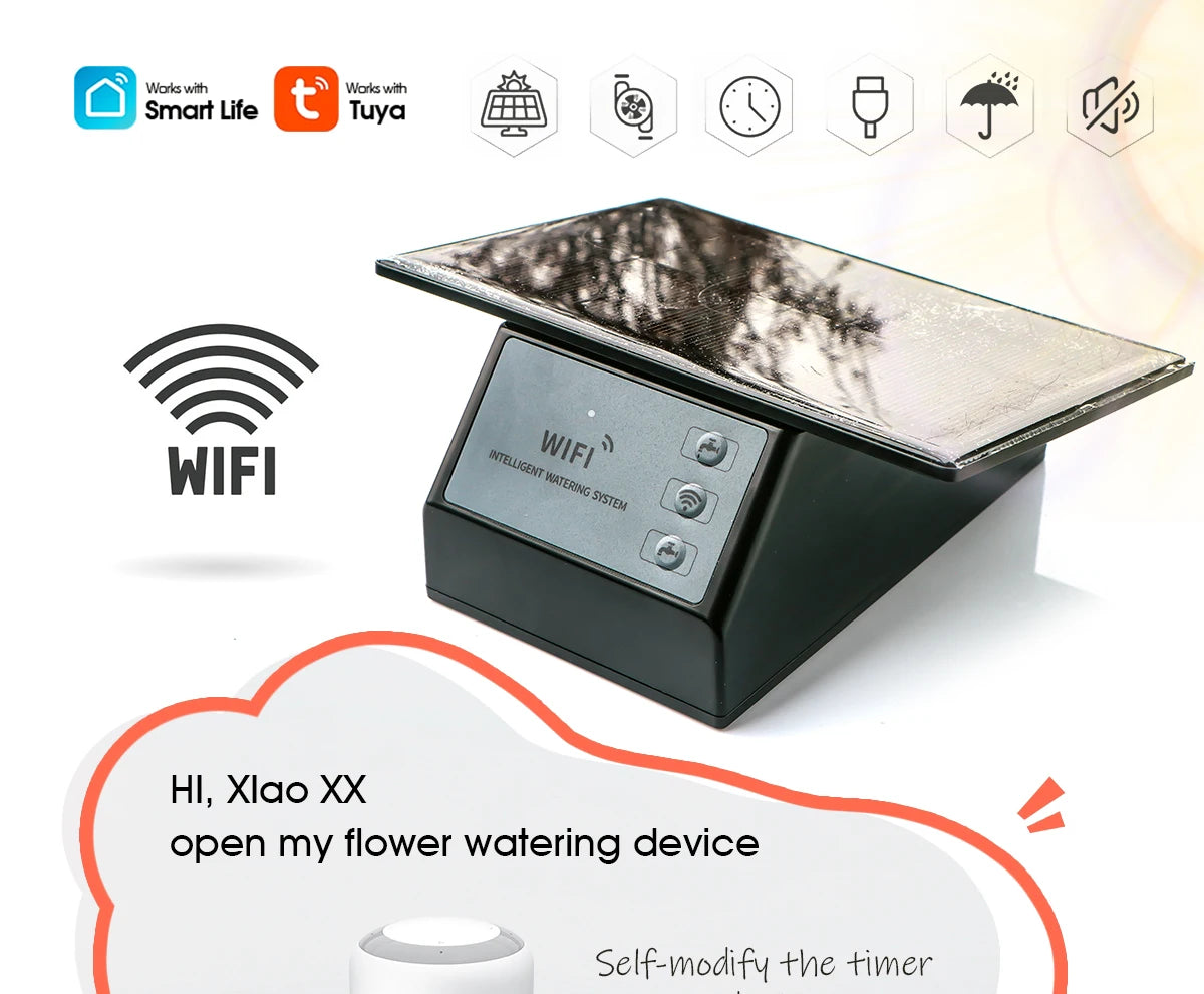 Tuya WiFi Solar Smart Drip Irrigation System — Remote Control Watering Kit for Garden & Balcony Plants