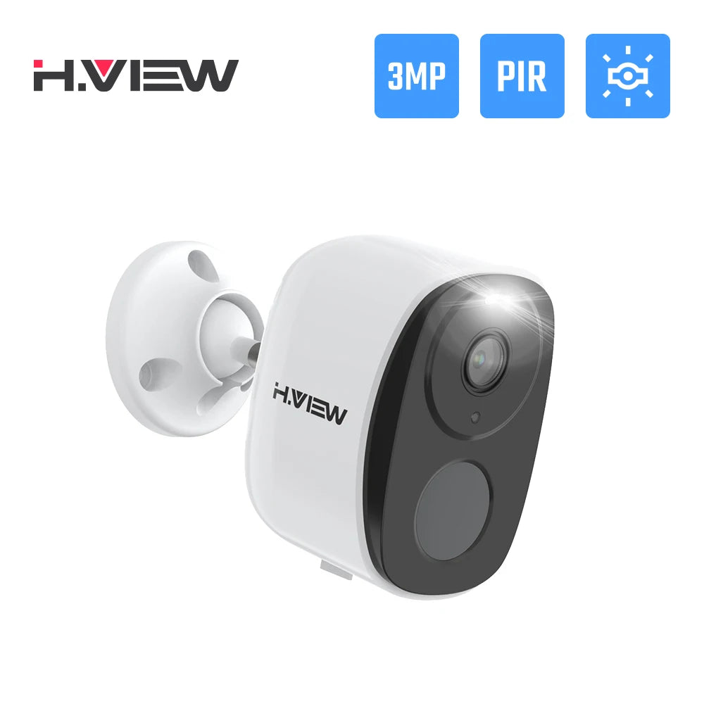 H.VIEW PIR Battery-Powered Wireless Outdoor Camera – 2K 3MP WiFi Security with Spotlight, Siren, 2-Way Audio & Waterproof