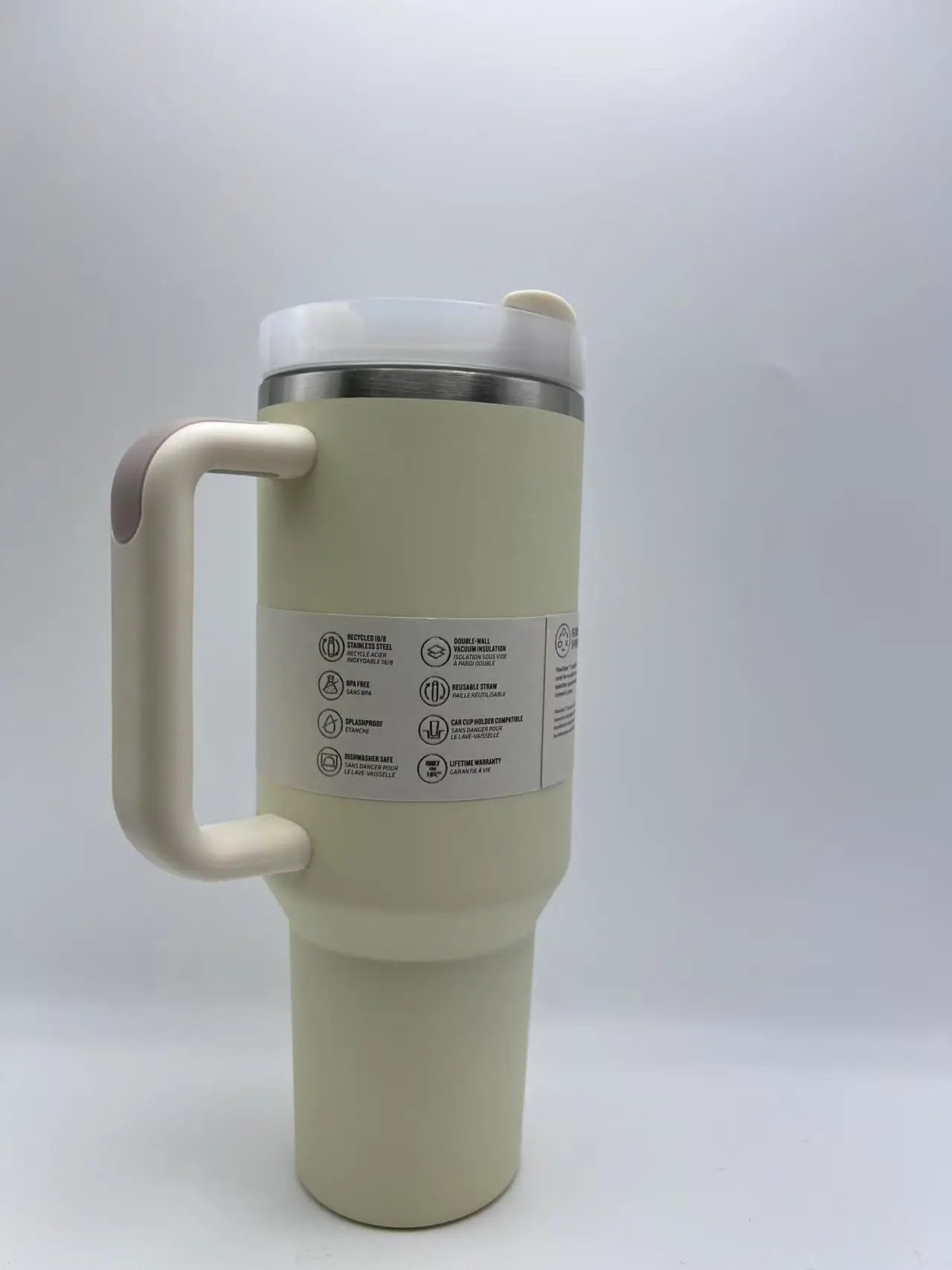 40oz Insulated Stainless Steel Tumbler — Travel Cup with Handle, Straw & Cup Holder, BPA-Free